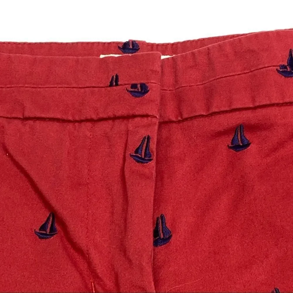 Telluride red with navy blue embroidered sailboat shorts size 6